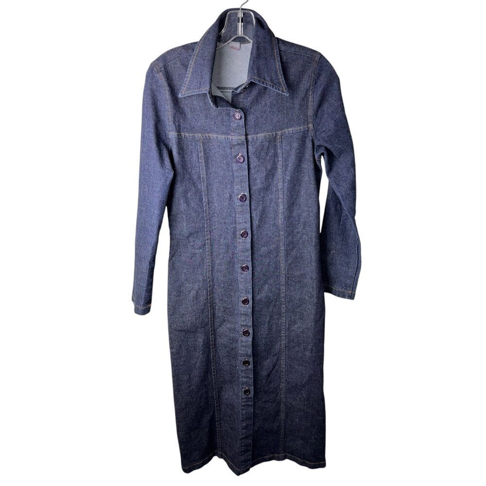 Lani Denim Midi Shirt Dress Blue Long Sleeve Button Down Medium‎ Western Rodeo